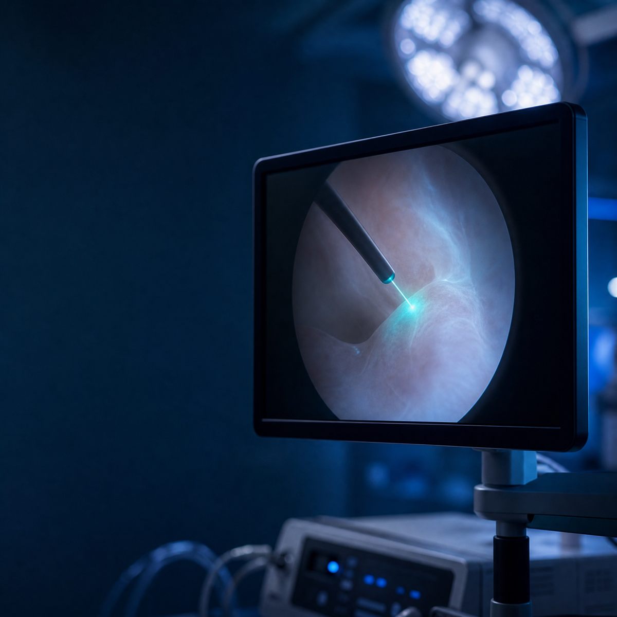 Monitor endoscópico durante procedimento